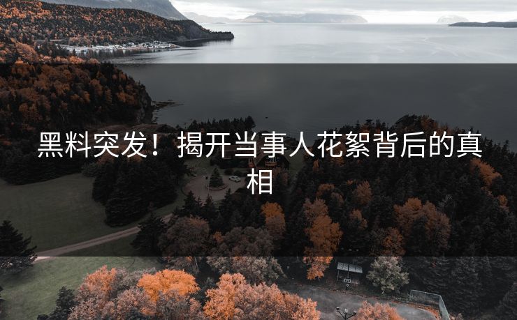 黑料突发！揭开当事人花絮背后的真相