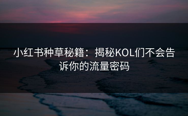 小红书种草秘籍：揭秘KOL们不会告诉你的流量密码