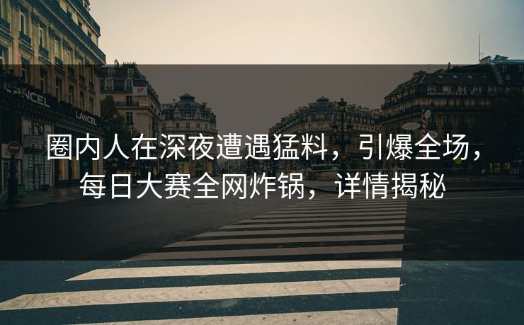 圈内人在深夜遭遇猛料，引爆全场，每日大赛全网炸锅，详情揭秘